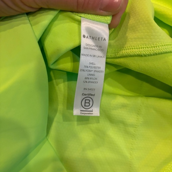 ATHLETA Quarter Zip Neon Yellow Visibility Running Pullover Water Wicking Jacket - Picture 6 of 7
